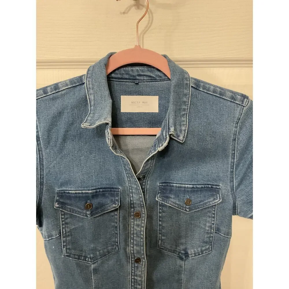 ASOS Noisy May Shirt Dress Joy in Blue Denim, S - Picture 3 of 6